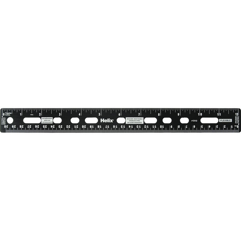 Helix Stainless Steel Ringbinder Ruler 12 inch / 30cm, Assorted