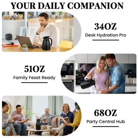 WYHVAND 68 Oz Thermal Coffee Carafe, Stainless Steel Insulated Vacuum coffee crafts to keep coffee hot, 2 Liter Tea Water Coffee and Beverage Dispenser (Black)