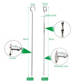 Lahviuu Kebab Skewers, 20 pcs Stainless Steel BBQ Grilling Skewers, Kebab Sticks for Barbeque, Camping Cooking, Shish Kabob, Party Essentials