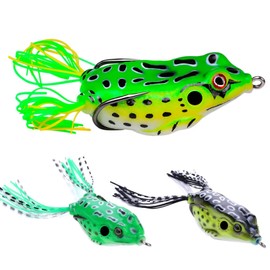 3 Pcs Topwater Frog Lures Set Soft Frog Fishing Lures with 3D Eyes Hollow Body Lures for Bass Pike Snakehead Dogfish Salmon Musky