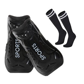 Lifreer Football Shin Pads, 3 Sizes Soccer Shin Guards Socks, Shin Pads Boys, Kids Football Socks for Boys And Girls Football Games Leg Calf Protective Gear(Black) (S)