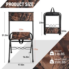 Padded Folding Fishing Chair with Rod Holder for Adults Upgraded Seat Size Outdoor Hunting Picnic Travel Camping Chairs Foldable Portable Ice Fishing Stool for Lawn Patio Garden Beach Hiking