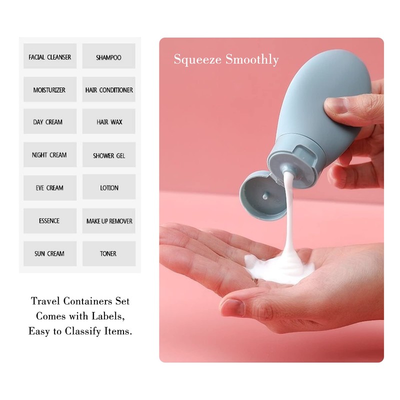 Travel Bottles for Toiletries, 11 PCS Leak Proof Refillable Squeezable