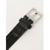 Beams Heart Men's Leather Belt, Mesh Elastic Belt, Black