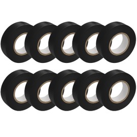 EVOGES Black Electrical Tape 19mm x 20m, Pack of 10, Flame Retardant PVC Insulation, BS EN 60454-3 Certified
