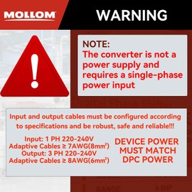 MOLLOM 3 Phase Converter, Digital Phase Shift 5.5KW 7.5HP 23Amps 220-240V, Single to Three Phase Converter for 3PH Motors, Automatic Restart to Protect Motor from Blocking
