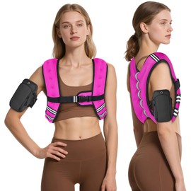GEEBOBO Weighted Vest for Women Men, 8lb/12lb/16lb/20lb/25lb/30lb Weighted Vest Woman Adjustable Weights for Walking, Strength Training, Running, 8Lbs, Pink