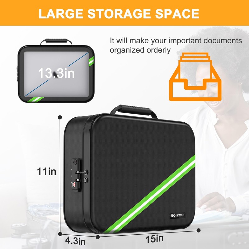 Noiposi Document Organizer with 5200℉ Heat Insulated,15.0"x11.0"x4.3" Water Resistant and