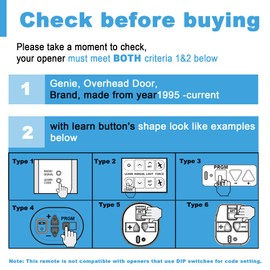 Replacement for Genie & Overhead Door Garage Door Opener Remote G3T-R G3T-BX G3T-A G1T-BX ACSCTG Type, Only Compatible with All Intellicode Genie Overhead Garage Openers from 1995