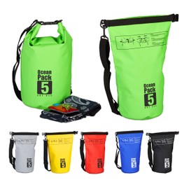 Relaxdays Ocean Pack 5 Litre Waterproof Dry Bag Lightweight Kayak / Sailing / Skiing / Snowboarding, Colour Ocean Pack, Green