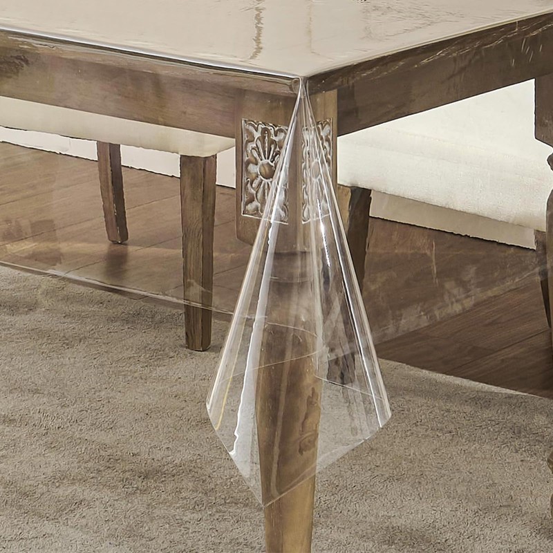 Newthinking Transparent PVC Table Cloth Wipe Clean Clear Tablecloth, Square