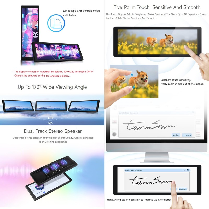Waveshare 7.9 inch IPS Display, 400 x 1280, Toughened Glass