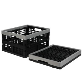 Jekiyo Cajas Plegables de Plástico de 16 Litros, Negro, 1 Paquete