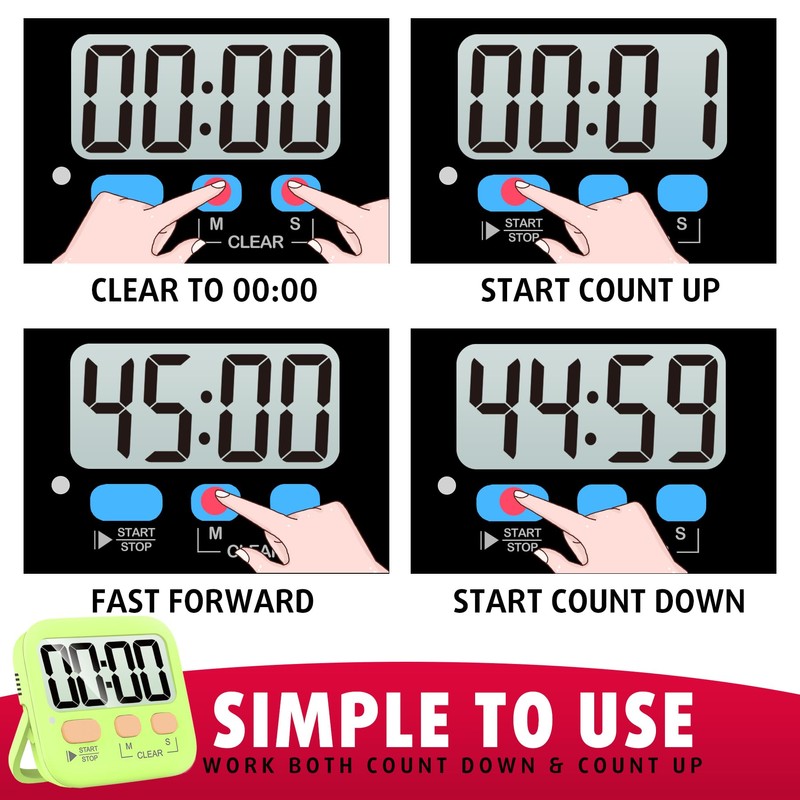 Antonki Timer, 2 Pack Timer for Kids, Kitchen Timers, Digital