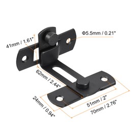 sourcing map Sliding Door Lock, 90 Degree Stainless Steel Toggle Latch, Iron Lock Right Angle for Barn Door, Bathroom, Outdoor, Garage, Window, Black