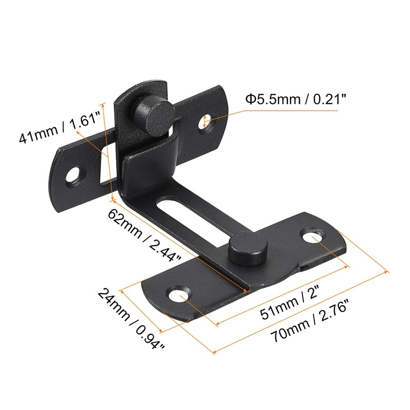 sourcing map Sliding Door Lock, 90 Degree Stainless Steel Toggle