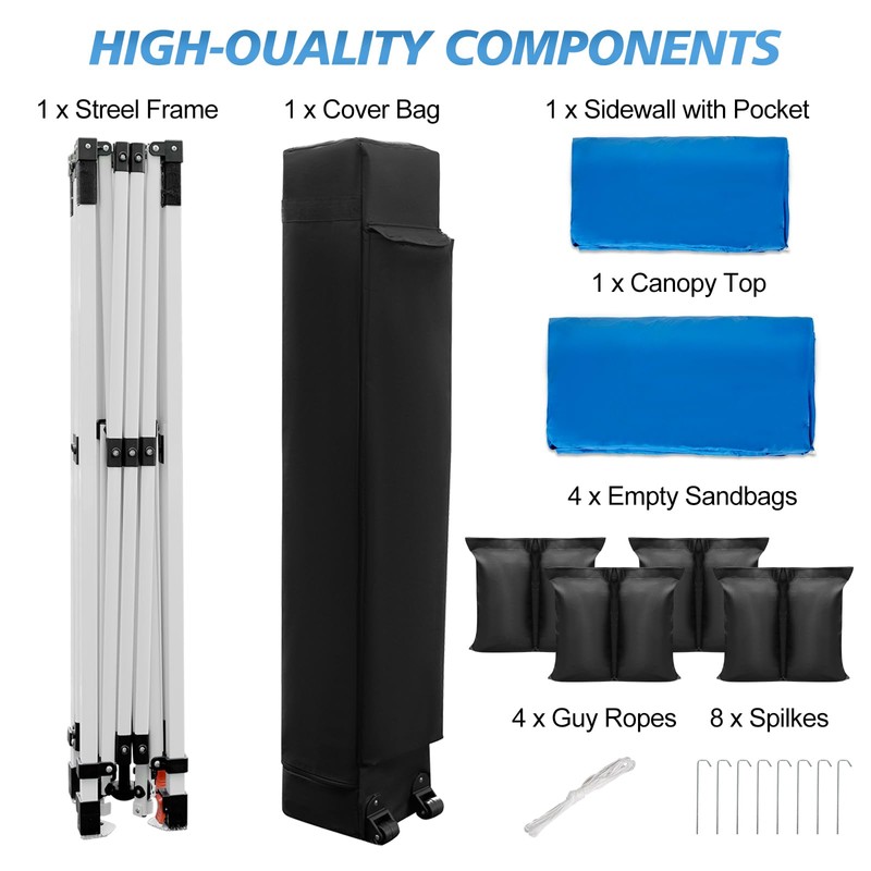 WEIZE 10x10 Pop Up Canopy Tent,One-Button Push Setup,Pop Up Tent
