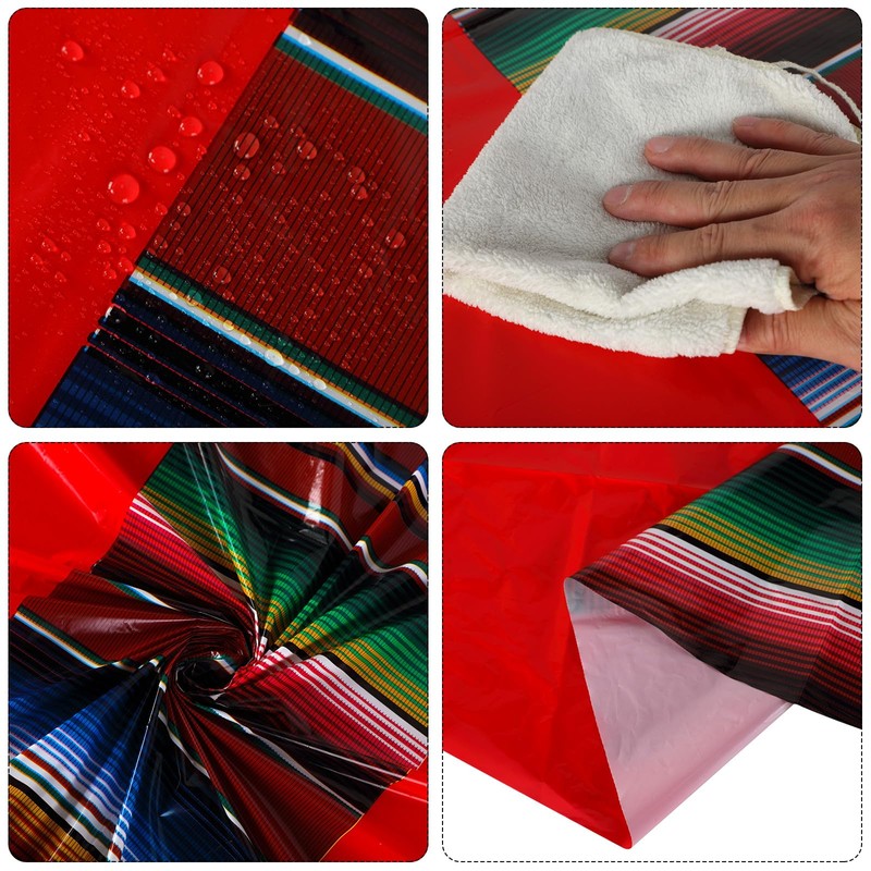 Oudain 6 Pcs Fiesta Tablecloth 84 Inch Plastic Tablecover Waterproof