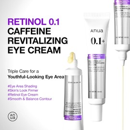 Anua Retinol 0.1 Revitalizing Eye Cream with Caffeine & Niacinamide – Hydrating Under Eye Cream for Dark Circles, Fine Lines, Puffiness – Brightening & Anti-Aging Night Eye Cream for Radiant, Glowing Eye Contour – Gentle Retinol Eye Treatment for Face & Eye Area, 15ml