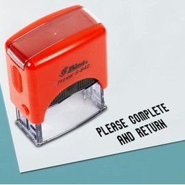 Printtoo Please Complete and Return Self Inking Rubber Stamp Pre,Inked Office Stamp, Home Office Business Stationery, 38 x 14 mm, Black