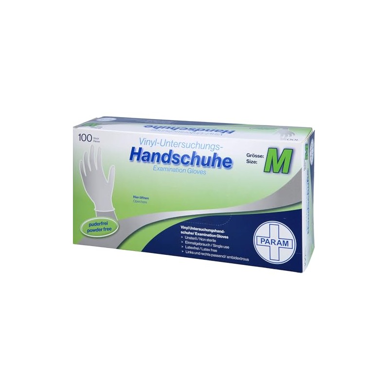 Param Disposable Vinyl Powder-Free Gloves M Pack of 100