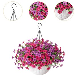 WeiLaiKeQi Faux Plant Basket for Spring Decoration in Yard and Balcony, Style E, as described