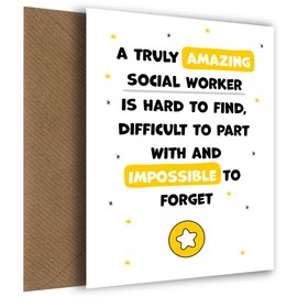 Social Worker Thank You Card - Impossible to Forget - Appreciation Card for Social Worker to Express Thanks to Him or Her - Leaving, Retirement