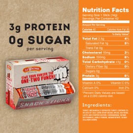 Old Wisconsin Turkey Sausage Snack Sticks, Naturally Smoked, Ready to Eat, High Protein, Low Carb, Keto, Gluten Free, Counter Box, 42 Individually Wrapped Sticks