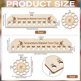 BENECREAT 4pcs 3 Sizes Wooden Embroidery Floss Organizer, 12-Holes with Numbers Winding Plate Round Rectangle Board Card Thread Project Cards for DIY Sewing Cross Stitch Storage Thread
