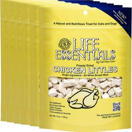 LIFE ESSENTIALS By Cat-Man-Doo Freeze Dried Chicken Littles for Dogs & Cats - 5 ounces - Grain Free Treat - 6 Pack