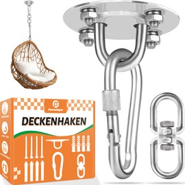 Pamofuper Ceiling Hook 360° Rotatable, Stainless Steel Hammock Hook - Load Capacity up to 400 kg - Ceiling Mount Swing Hook for Hanging Chair, Punch Bag, Gymnastics Rings, Aerial Yoga (Silver)