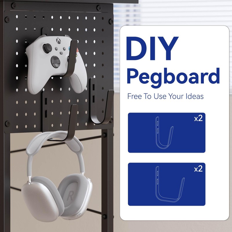 Pamray 64 Inch L Shaped Gaming Desk with Power Outlets