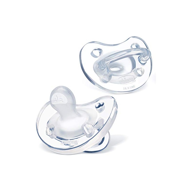 Chicco Chupete de silicona suave, Transparente, 0-6 Month