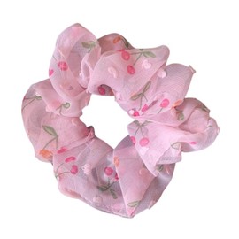 GOMINIMO Gauze Cherry Printed Large Bowel Scrunchie(Pink) OR35-37