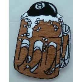 Unbranded NEW Beer Foam Mug Billiards / Pool / 8 Ball Custom Sew/Iron-on Patch ~2.5"