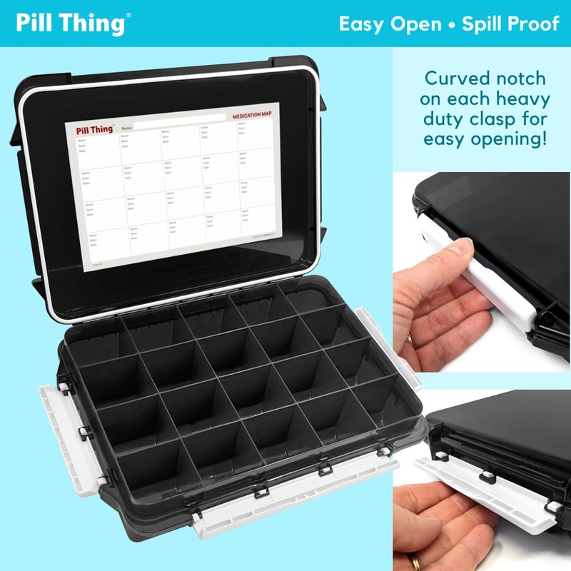 20 Compartment Large Pill Case with Airtight Seal - Silicone