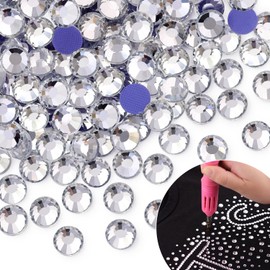 300Pcs Hotfix Rhinestones for Clothing, Clear SS30 Iron On Flatback Glass Gems, Bedazzler Crystals Rhinestones for Crafting Clothes Hats Shoes Fabric Bedazzling Decor Nail Art