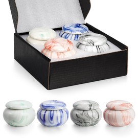 SOITIS Set of 4 Small Urns for Ashes, 1.57 Inches Ceramic Keepsake Urns, Tiny Urns for Human Ashes, Decorative Urns Memorial Mini Urns for Human Ashes with Box, Cremation Funeral Ashes-4 colors