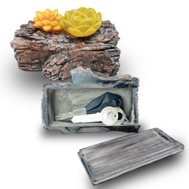 ALITAAU Fake Rock Hidden Key Box for outside- Looks Feels Like Real Stone - House Spare Key Box for Outdoor Garden or Yard (Tree Stump)