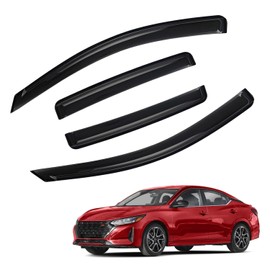 PLDDE Set of 4 Window Visors Compatible with 2020-2024 Nissan Sentra,Front+Rear Smoke Tint Sun Rain Guard Vent Outside Mount Tape On Style Acrylic 4 Pcs