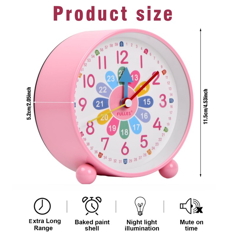 Kioiner Children's Alarm Clock, Silent Non Ticking Analog Quartz Alarm