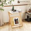 Bamworld Rattan Side Table Boho Night Stand Glass Bedside Small