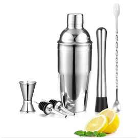 6Pcs Bartender Kit Stainless Steel Cocktail Shaker Mixing Stick Bar Tool Set for Drink