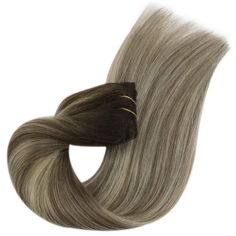 Sunny Balayage Clip in Hair Extensions Real Human Hair Brown