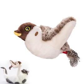 Hulaiyaa Katzen Spielzeug Selbstbeschäftigung Vogel Beweglich, Interaktives Automatisches Katzen Spielzeug Vogel Elektrisch Echte Flattern, Simulierter Zwitschernder Vogel USB-Aufladung mit 3 Modi