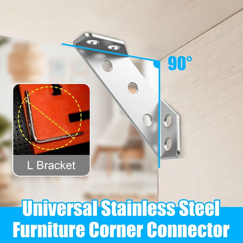 Universal Furniture Corner Connector, 10 Pcs Stainless Steel Angle Corner