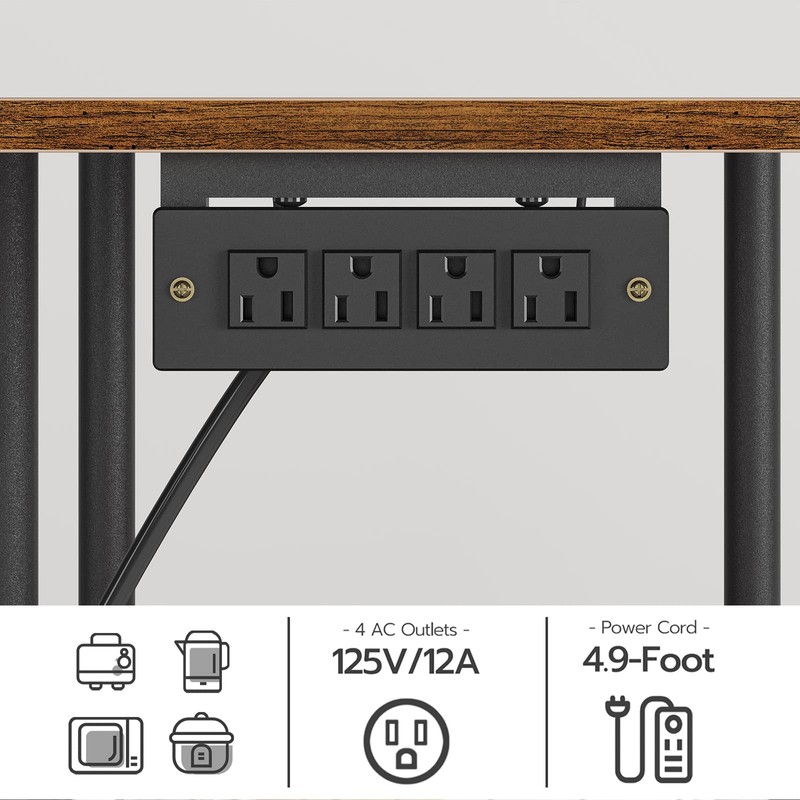 HOOBRO Bakers Rack with Power Outlet, Microwave Stand with 5