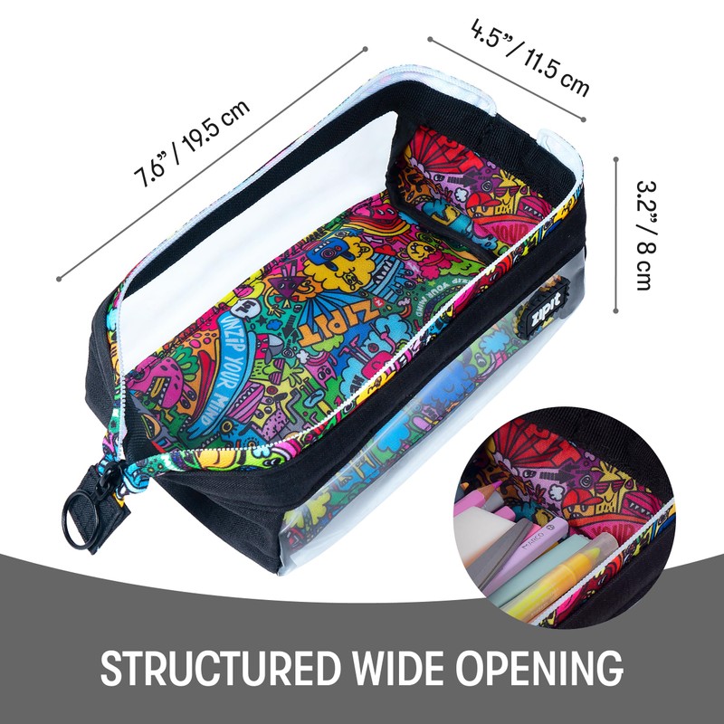 ZIPIT Clear Lenny Pencil Case | Large Capacity Pencil Pouch