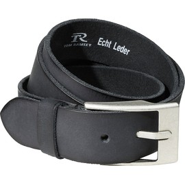 Tom Ramsey Men's Black or Brown Leather Belt for jeans with Silver Buckle Wide Men's Denim Belt in Buffalo Leather Size 90-135 - 105