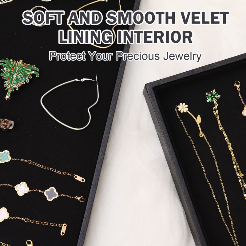 JETEHO Velvet Jewelry Tray for Drawers Black Jewelrys Display Tray